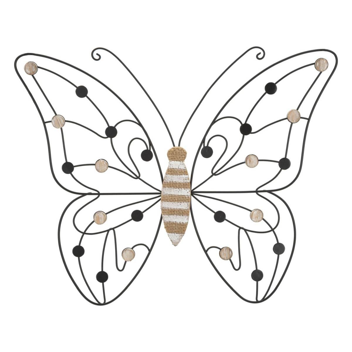 Quadro pannello in ferro legno butterfly 39,5 x 1,5 x 33,5 cm