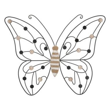 Quadro pannello in ferro legno butterfly 39,5 x 1,5 x 33,5 cm