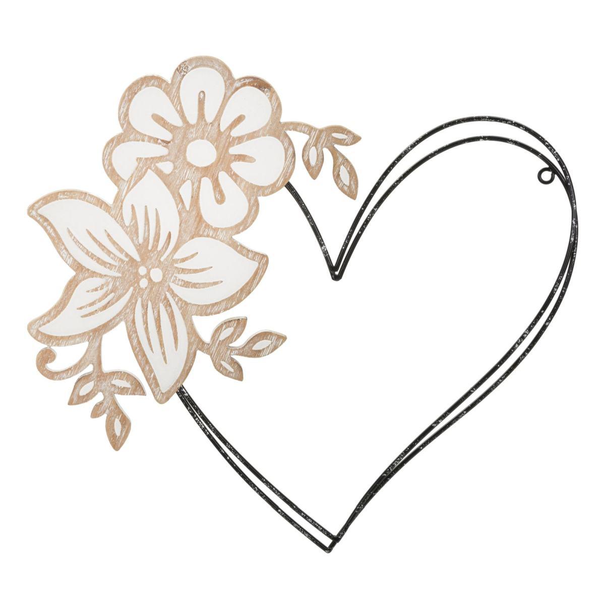Quadro pannello in ferro legno heart 50 x 2 x 45 cm