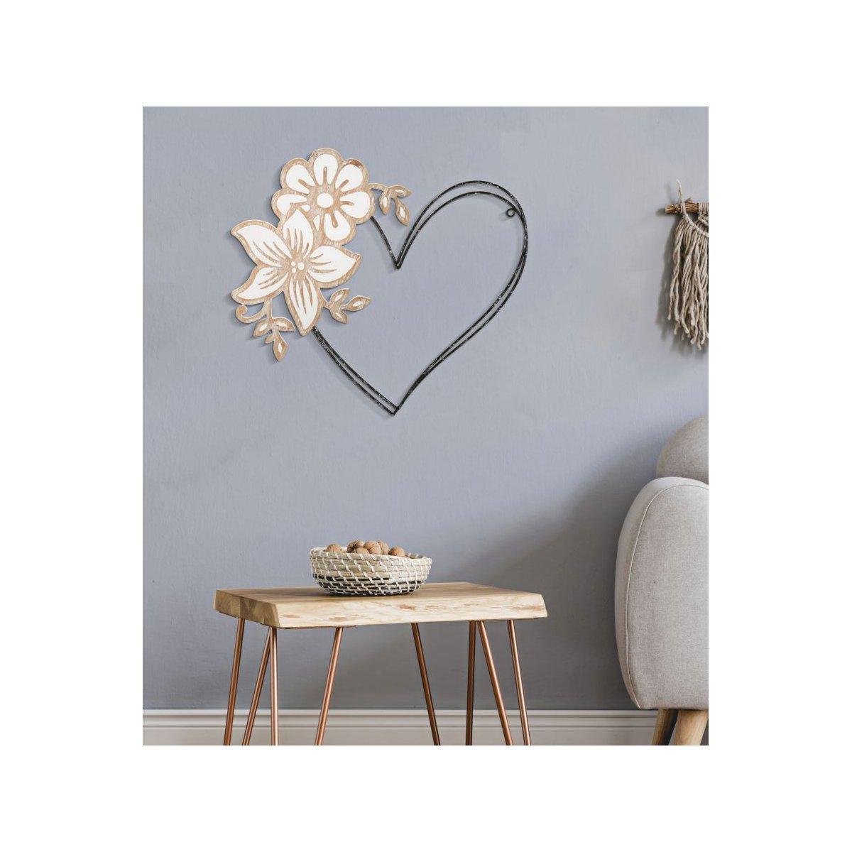Quadro pannello in ferro legno heart 50 x 2 x 45 cm