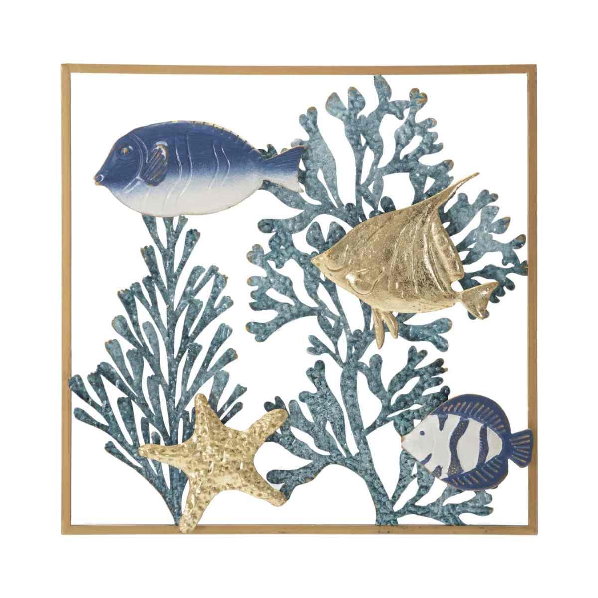 Quadro pannello in ferro fish 50,2 x 3,8 x 50,2 cm