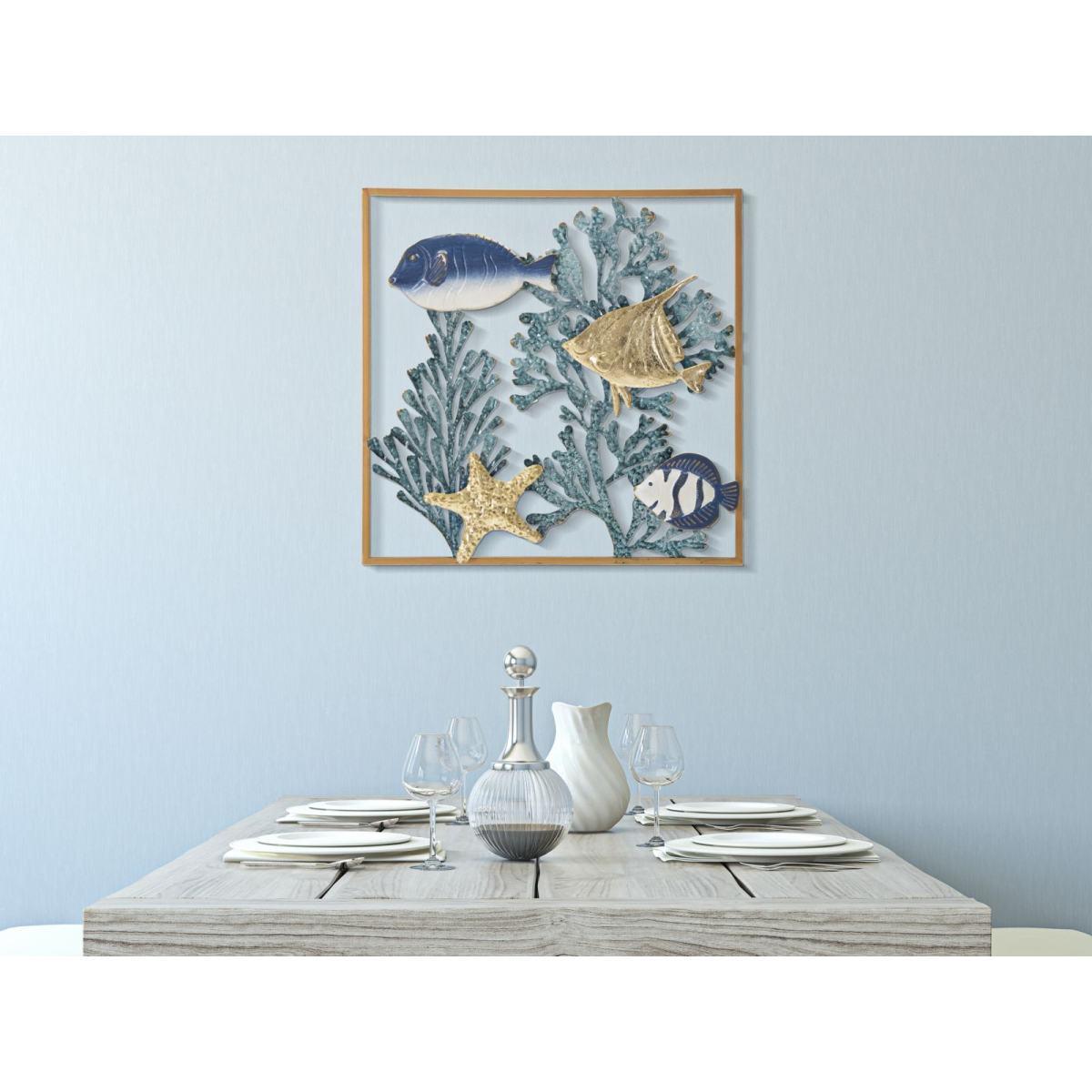 Quadro pannello in ferro fish 50,2 x 3,8 x 50,2 cm