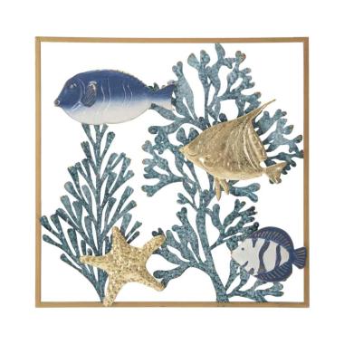 Quadro pannello in ferro fish 50,2 x 3,8 x 50,2 cm