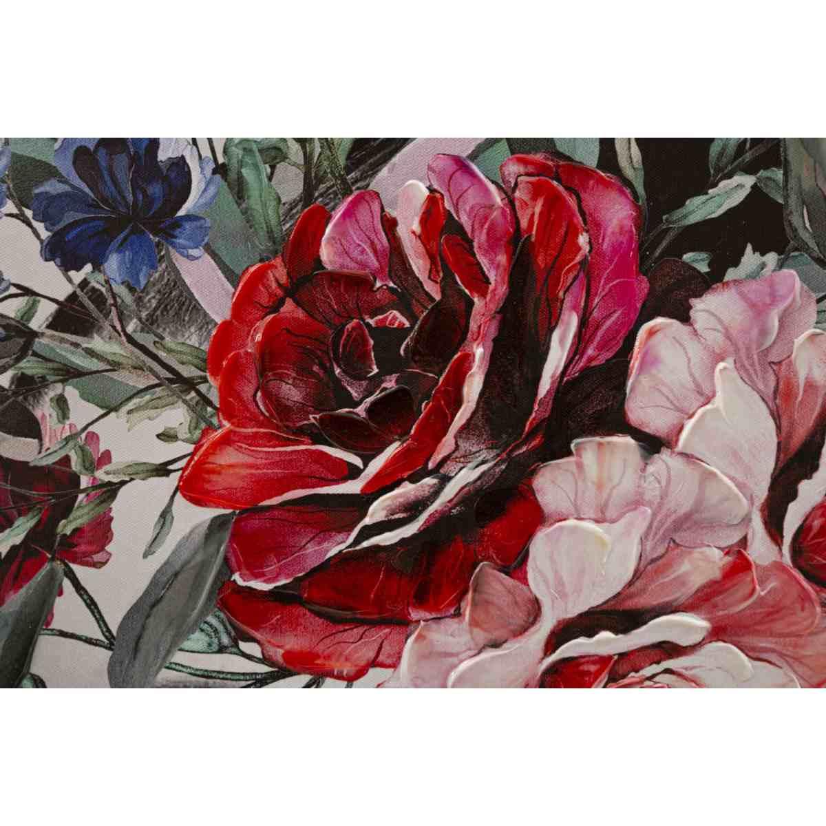 Quadro stampa dipinta lady flower mod 80 x 2,8 x 120 cm