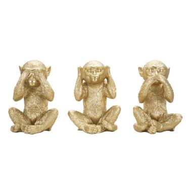 Scultura scimmia non vedo non sento non parlo Set 3 pz