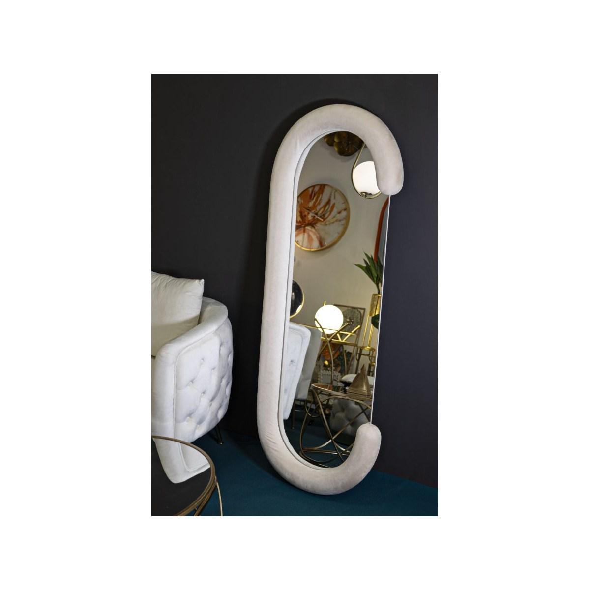 Specchio da muro chantal velluto crema misura specchio 60 x 7 x 160 cm