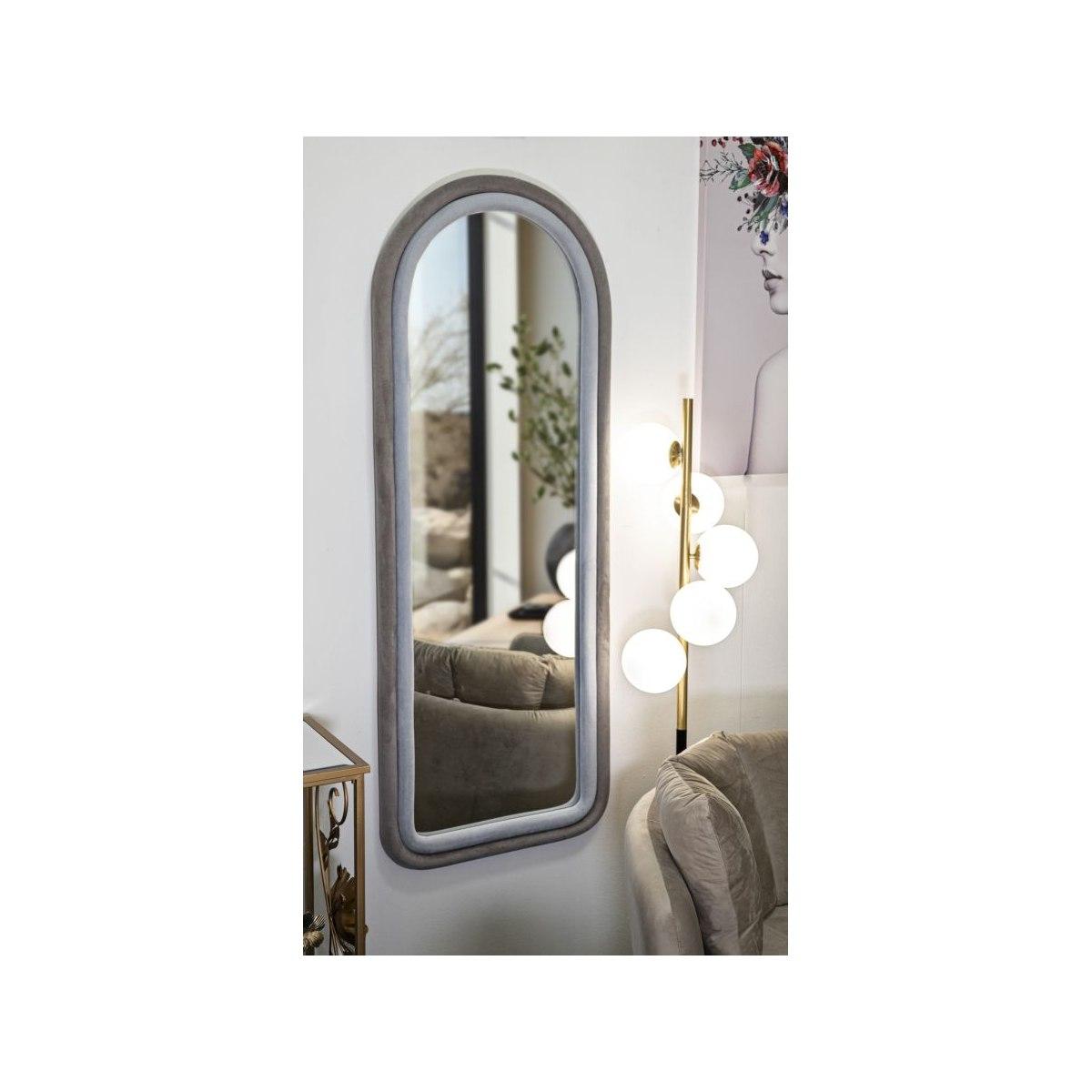 Specchio da muro cloe velluto grigio 60 x 4 x 160 cm