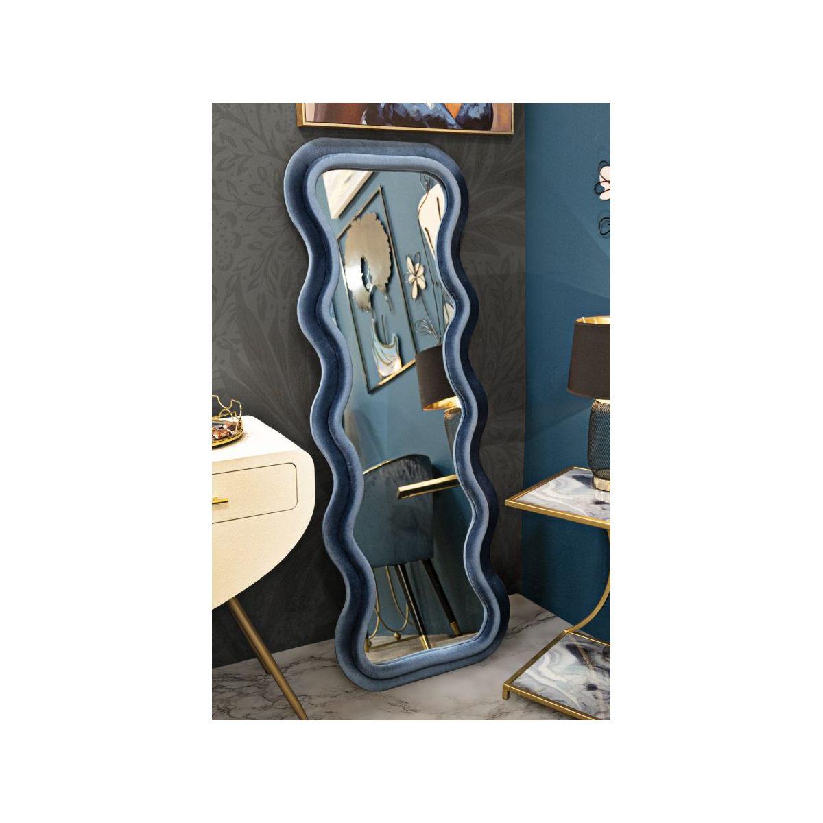 Specchio da muro emily velluto blu misura specchio 60 x 6 x 160 cm