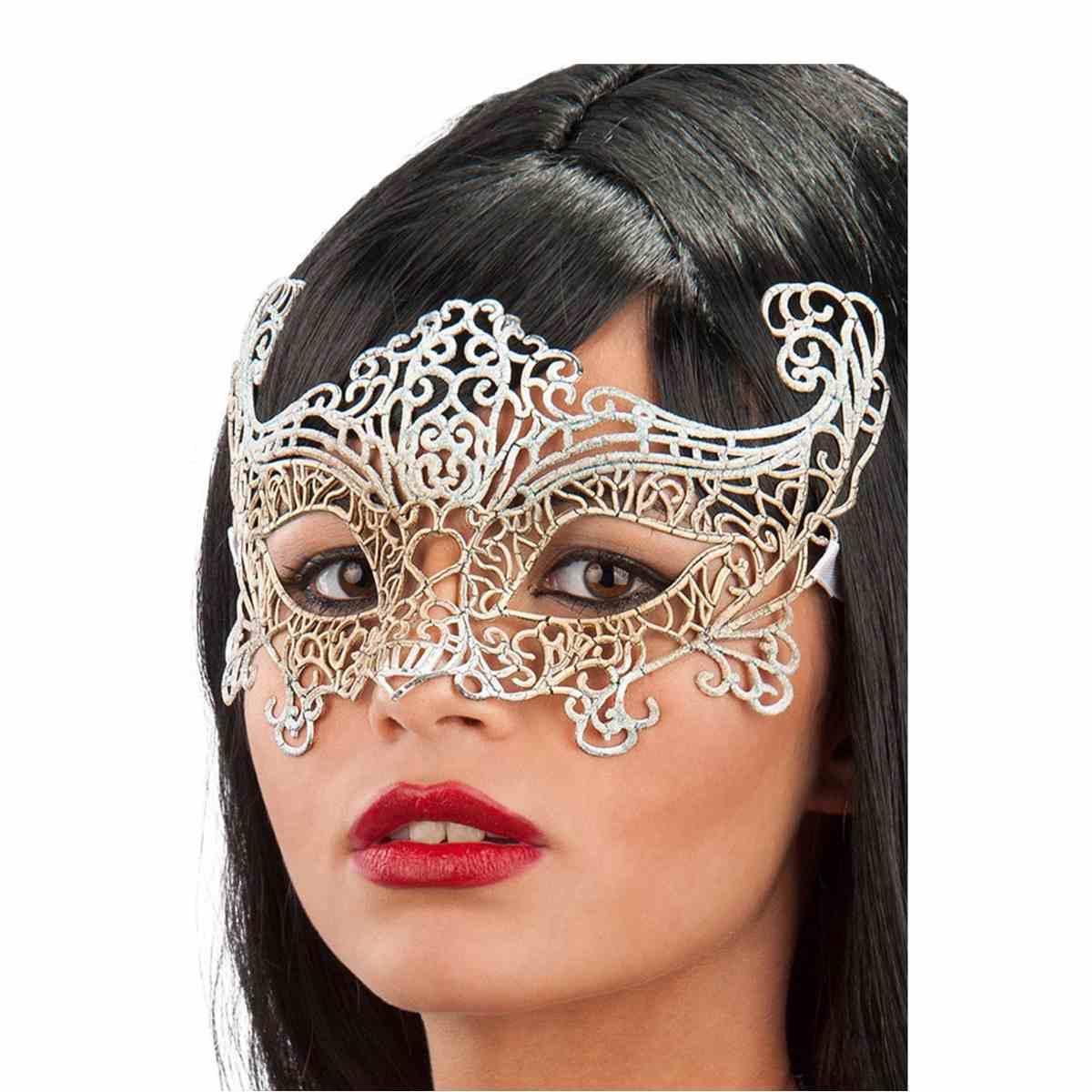 Maschera viso pvc argento glitter