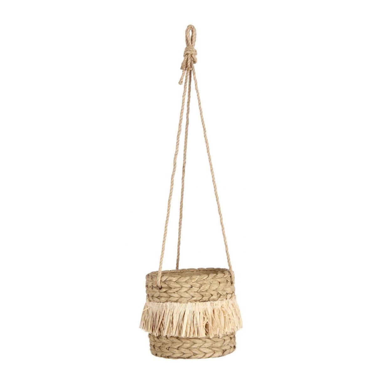 Vaso ceramica da appendere raffia naturale