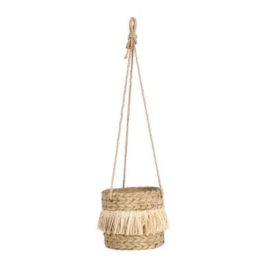 Vaso ceramica da appendere raffia naturale