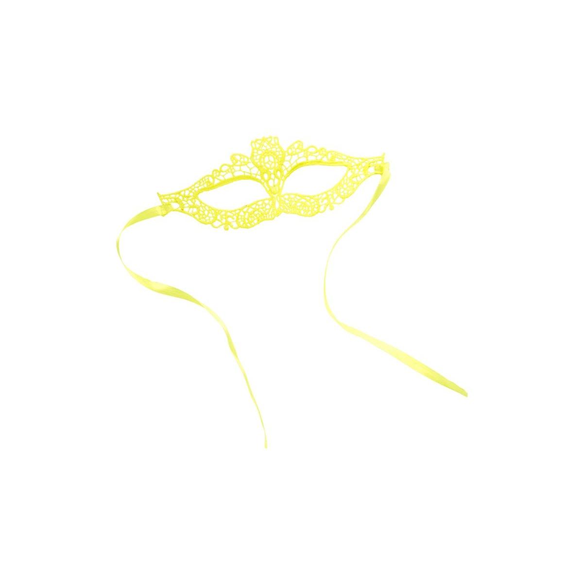 Maschera viso pvc tessuto macrame giallo fluo