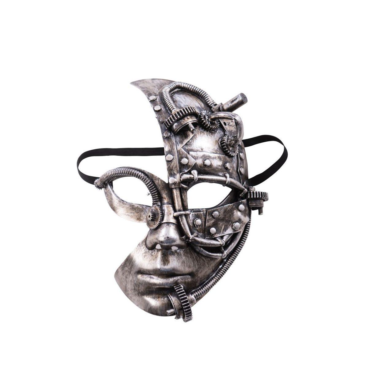 Maschera viso pvc steampunk argento