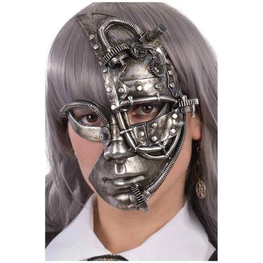 Maschera viso pvc steampunk argento