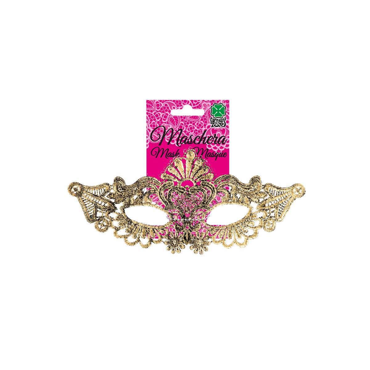 Maschera viso pvc tessuto macrame oro