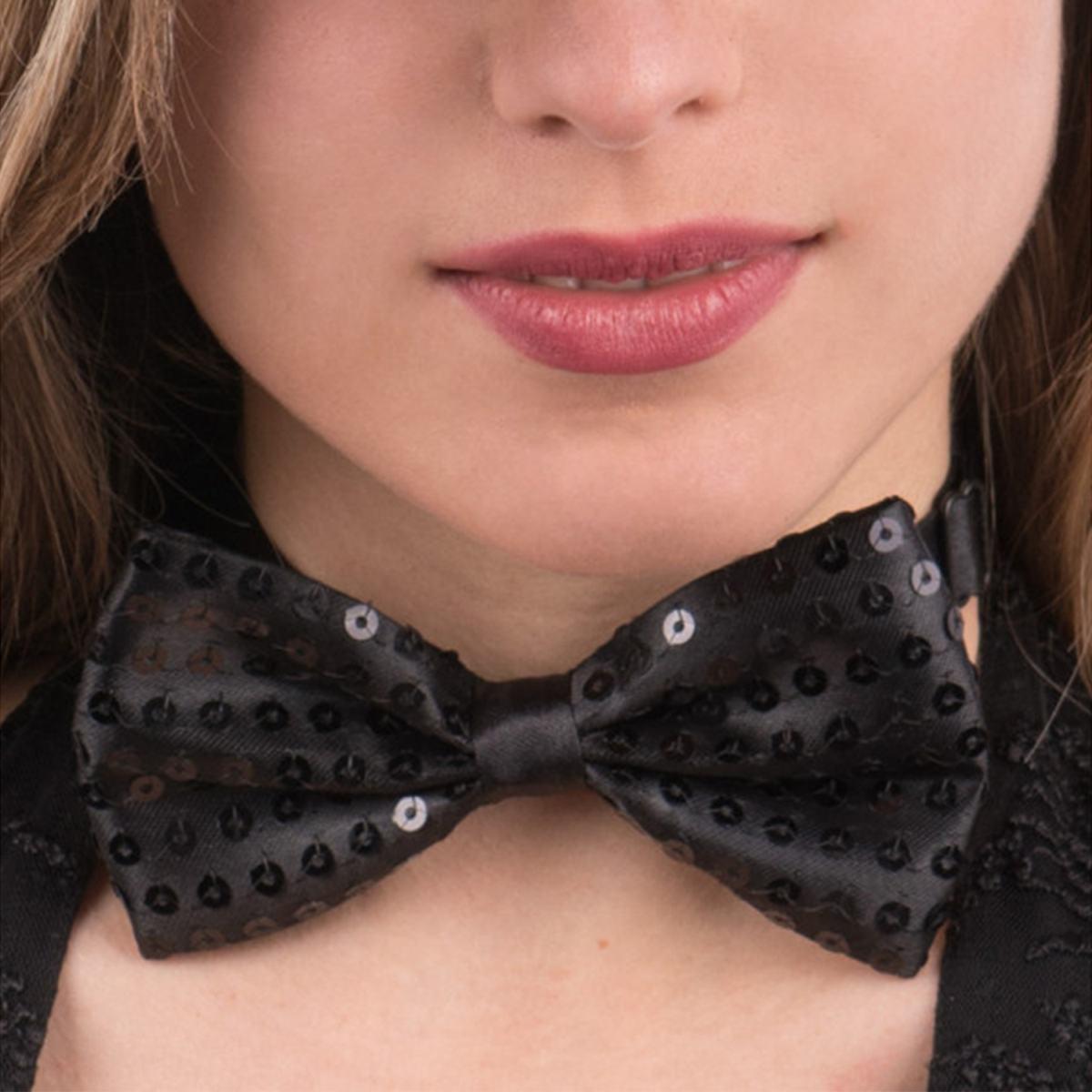 Papillon paillettes nero 12 cmxh7 12 cm