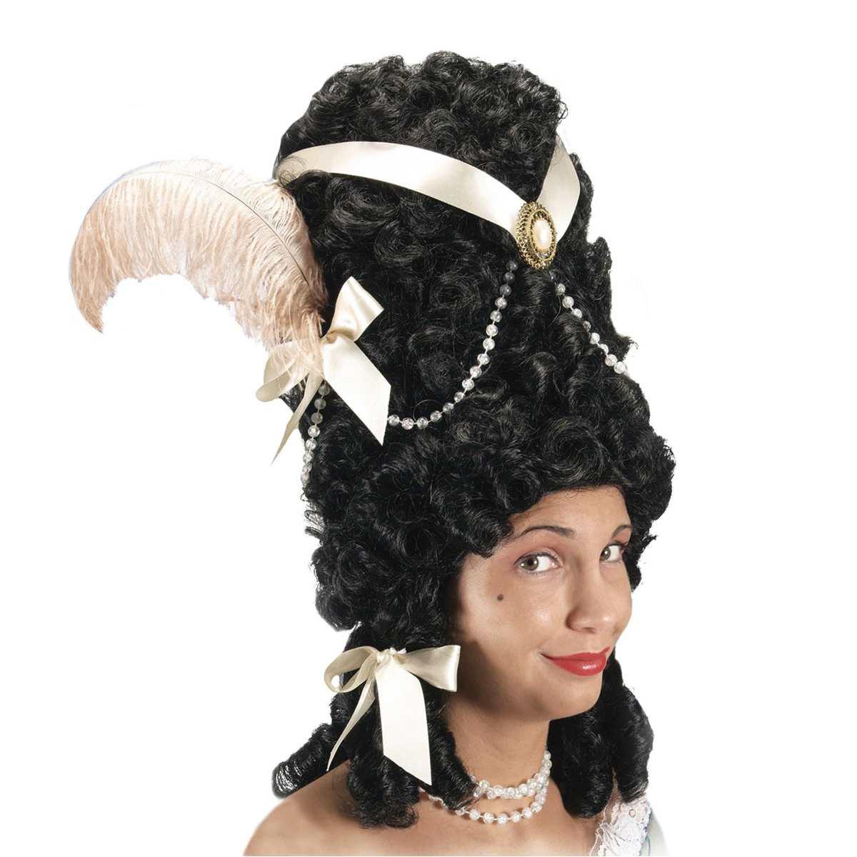 Parrucca castana dama lady pompadur fiocchi