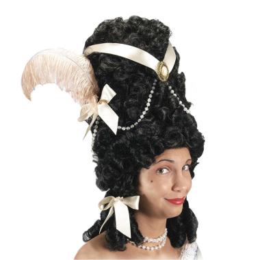 Parrucca castana dama lady pompadur fiocchi