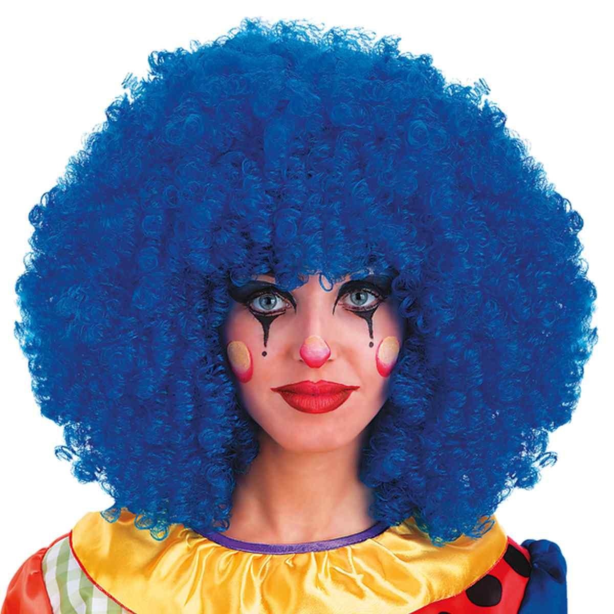 Parrucca clown ricciolona blu gr