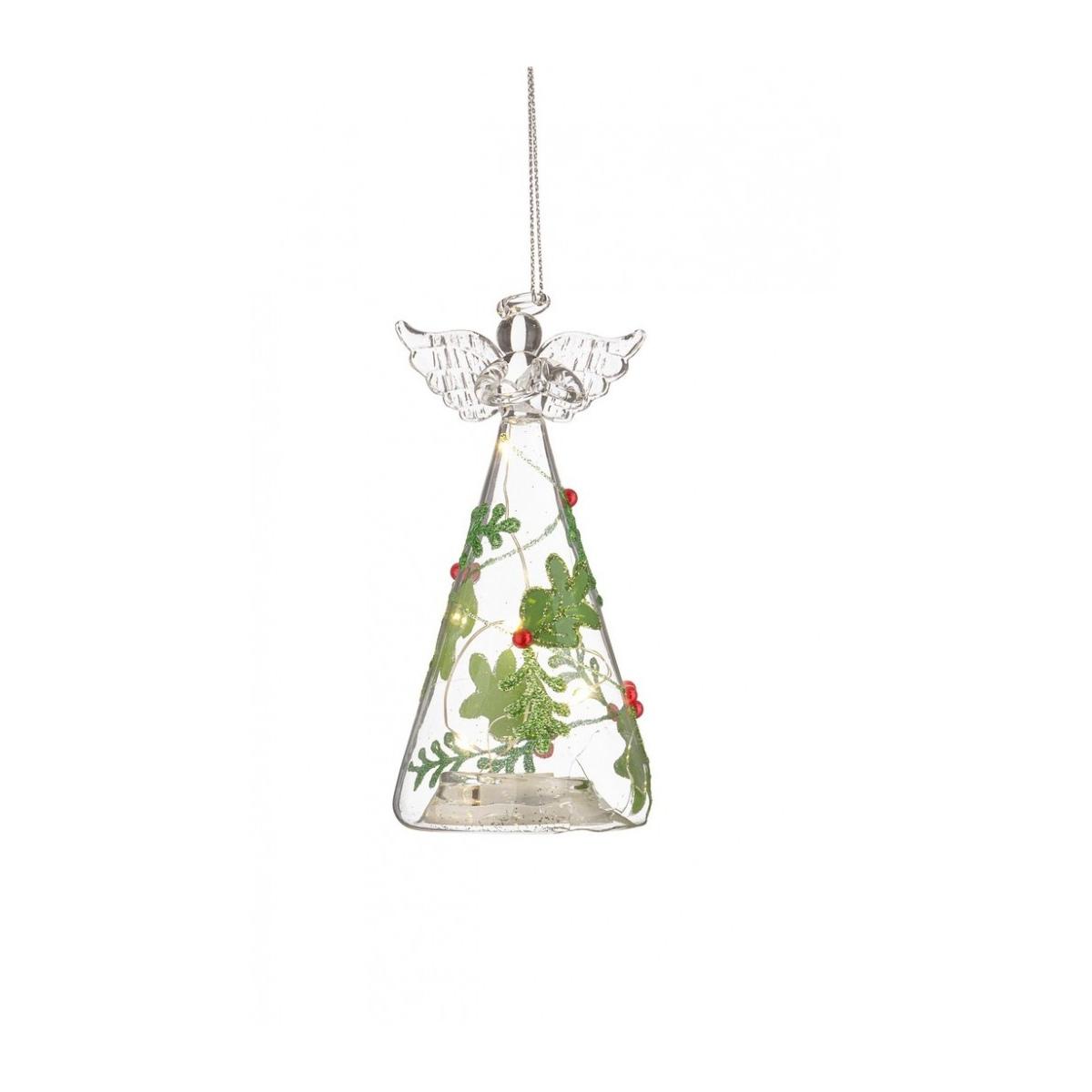 Pallina vetro angelo led 6,5 x 13 cm