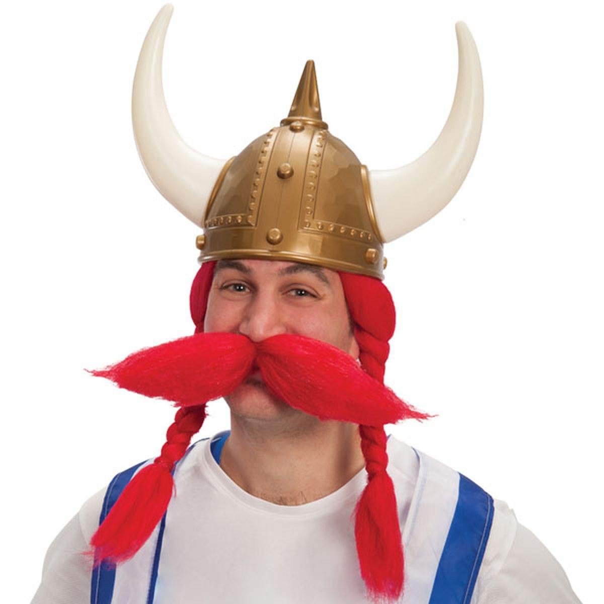 Parrucca vikingo obelix baffi trecce