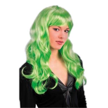 Parrucca verde fluo mossa frangia