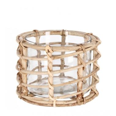 Vaso vetro chaman rattan naturale 14 cm