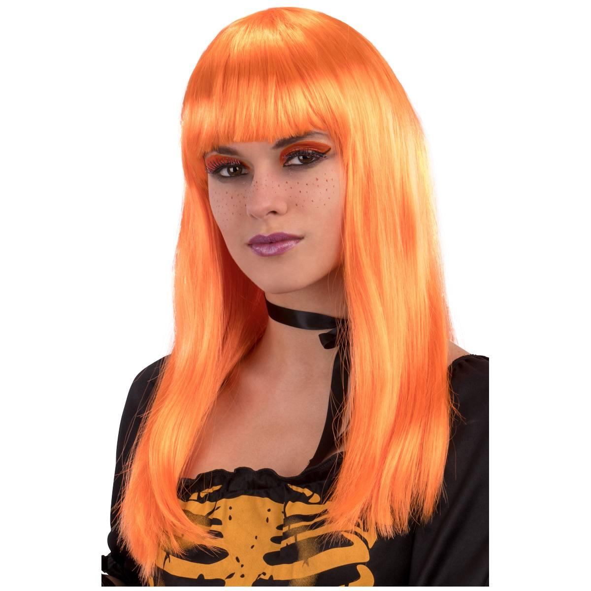 Parrucca arancione liscia frangia