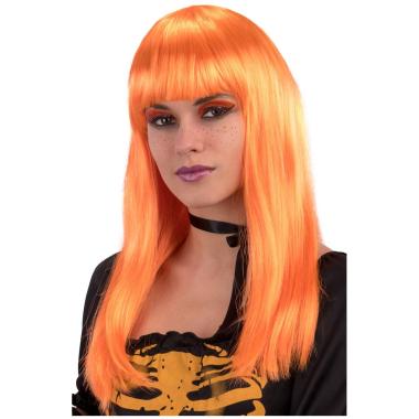Parrucca arancione liscia frangia