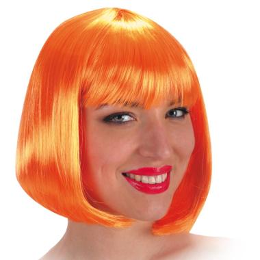 Parrucca caschetto pin up arancione liscia frangia