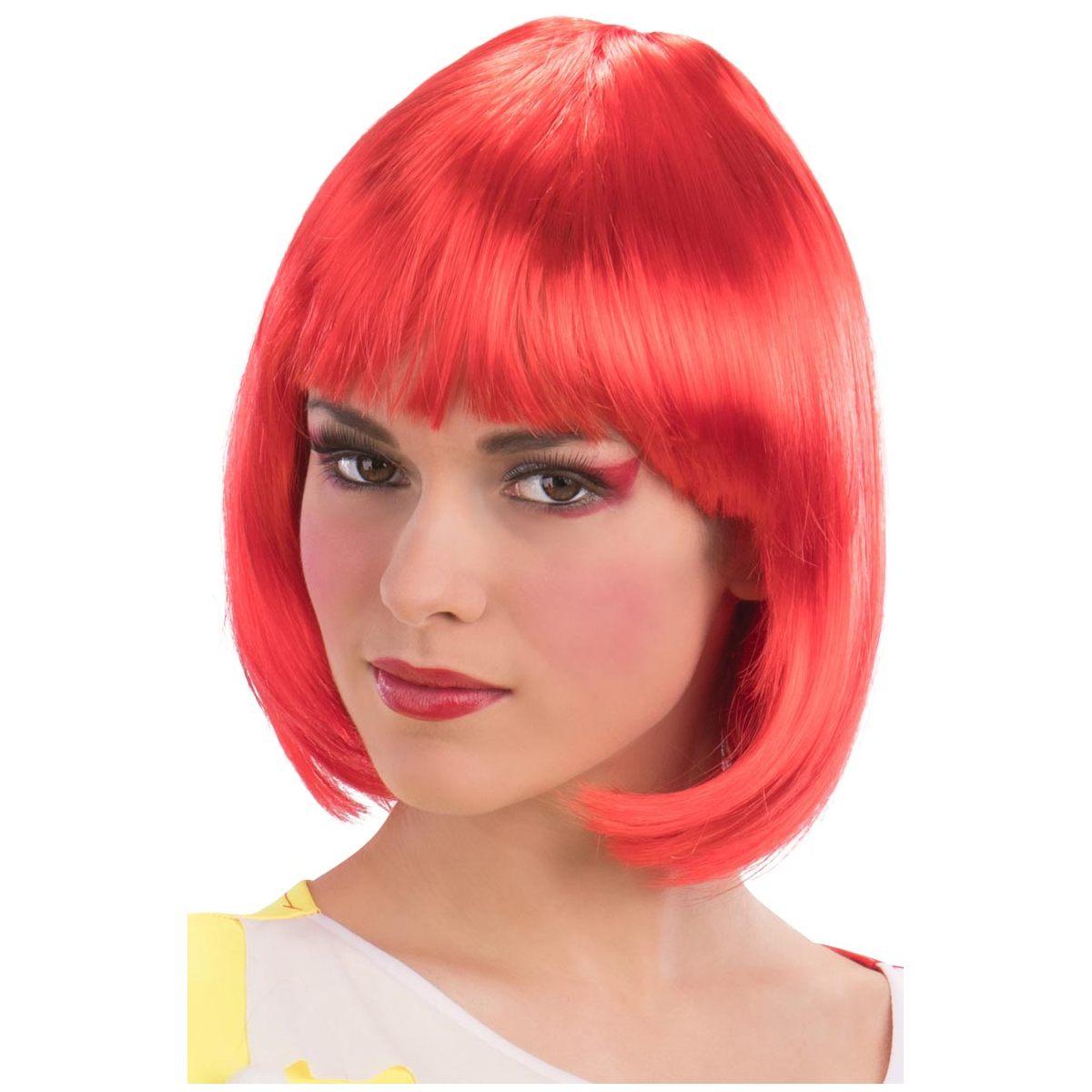 Parrucca caschetto pin up rossa liscia frangia