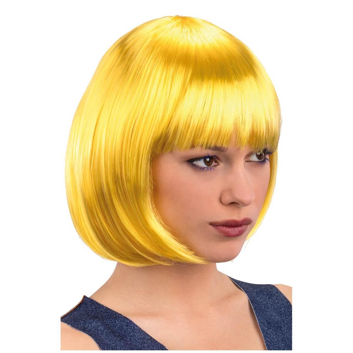 Parrucca caschetto pin up gialla liscia frangia