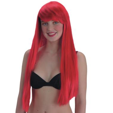 Parrucca rossa liscia frangia per carnevale
