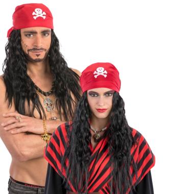 Parrucca pirata nera bandana