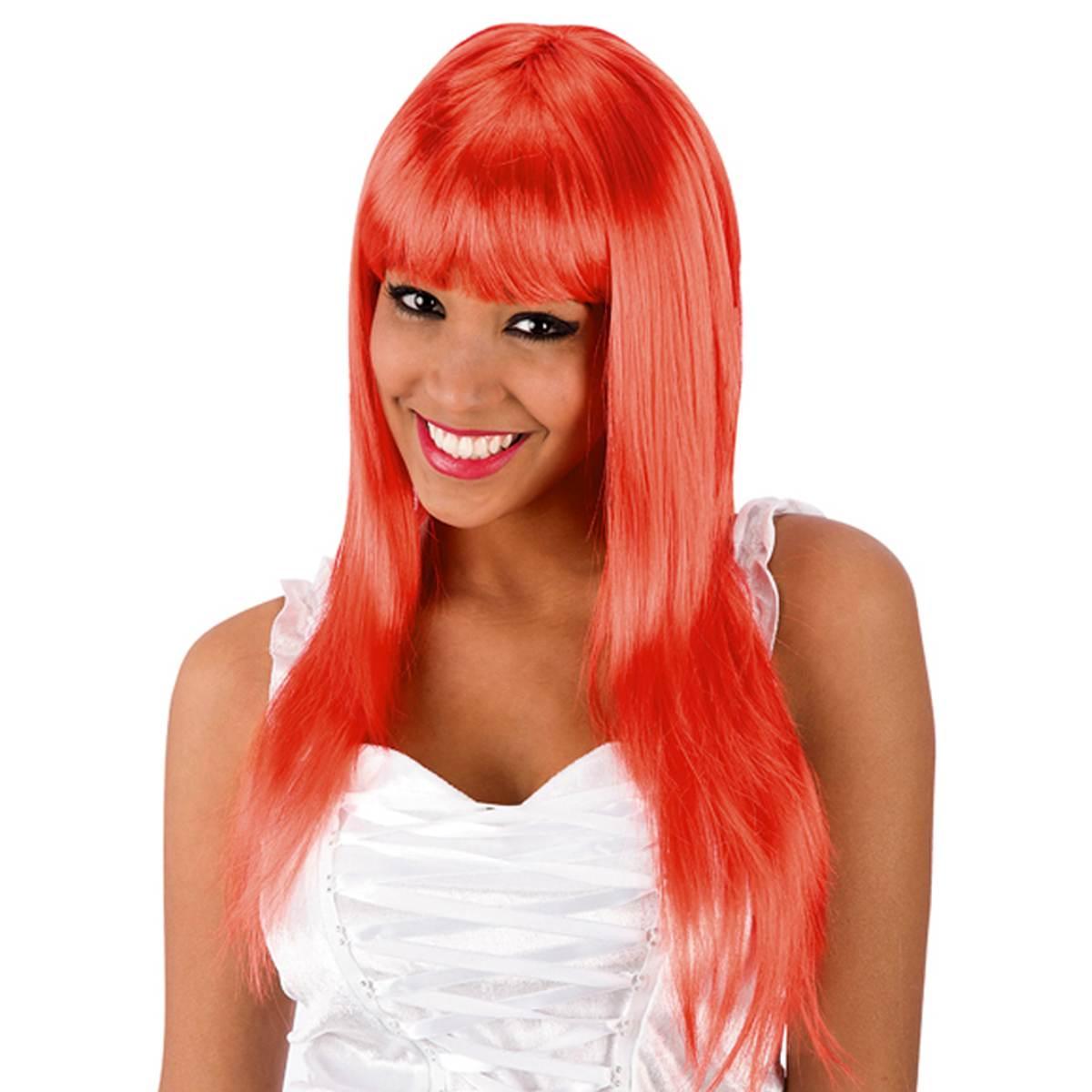 Parrucca vanity rossa liscia frangia