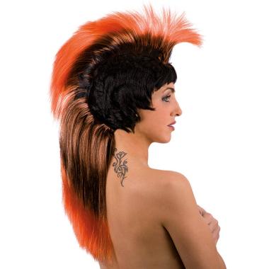 Parrucca cresta dritta liscia look punk rock