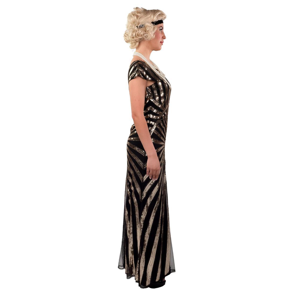 Costume charleston anni 20 paillettes lungo nero oro