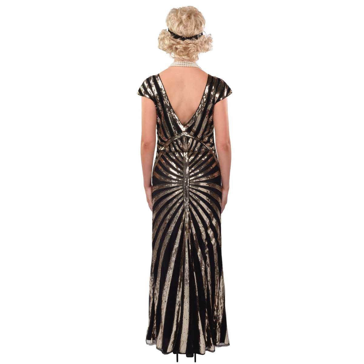 Costume charleston anni 20 paillettes lungo nero oro