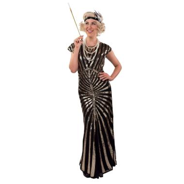 Costume charleston anni 20 paillettes lungo nero oro