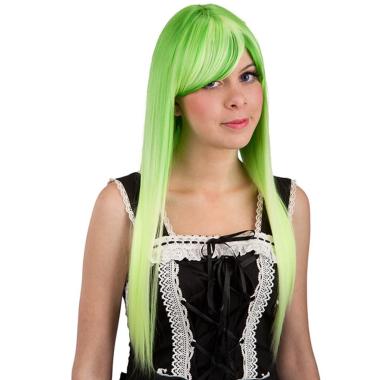 Parrucca verde lusso liscia frangia