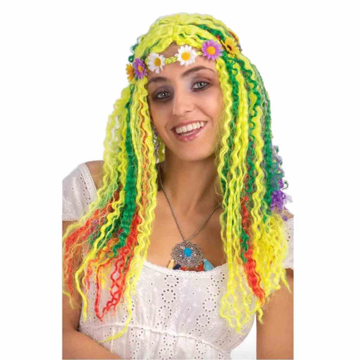 Parrucca hippie colorata fascia