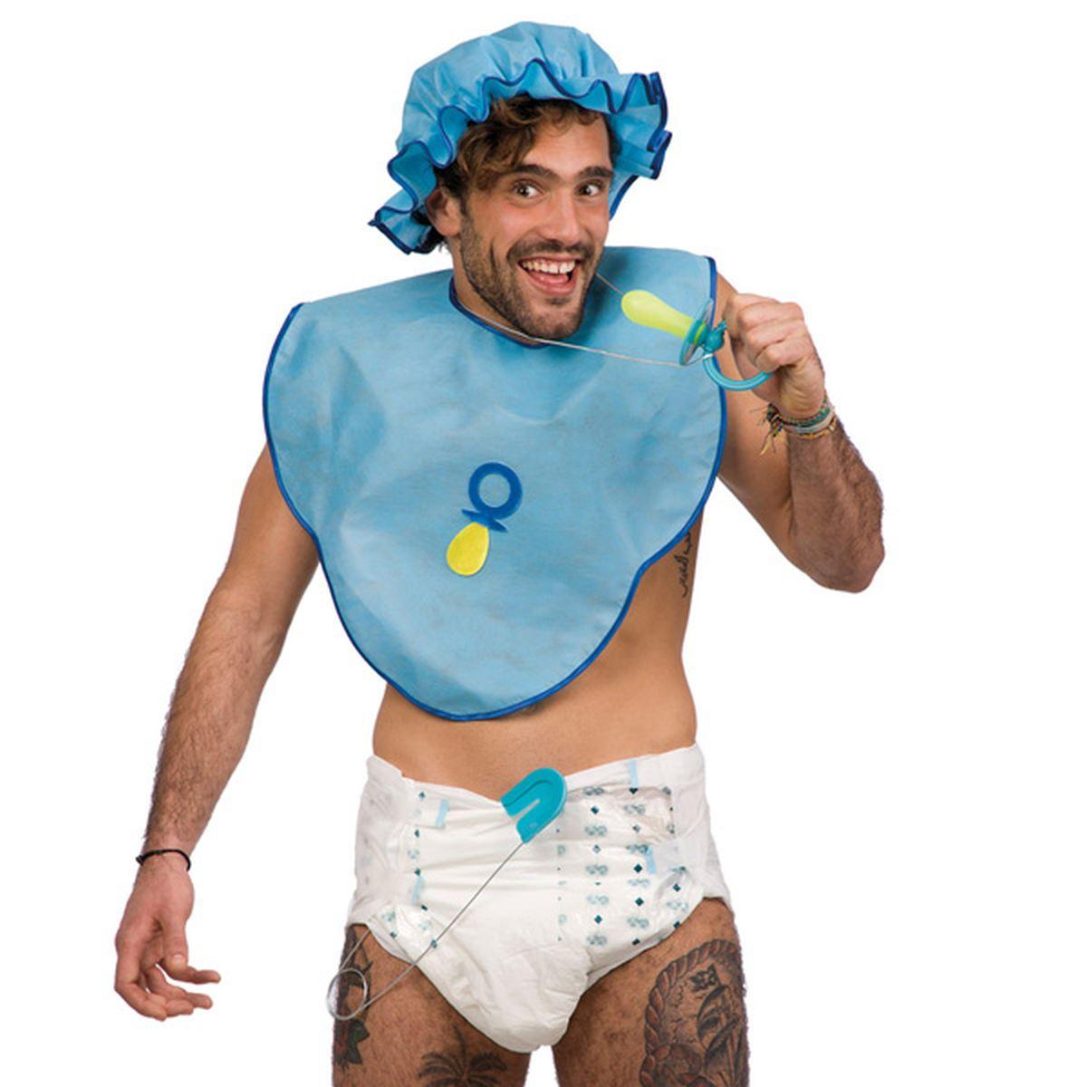 Costume bebe azzurro bavaglino cuffia