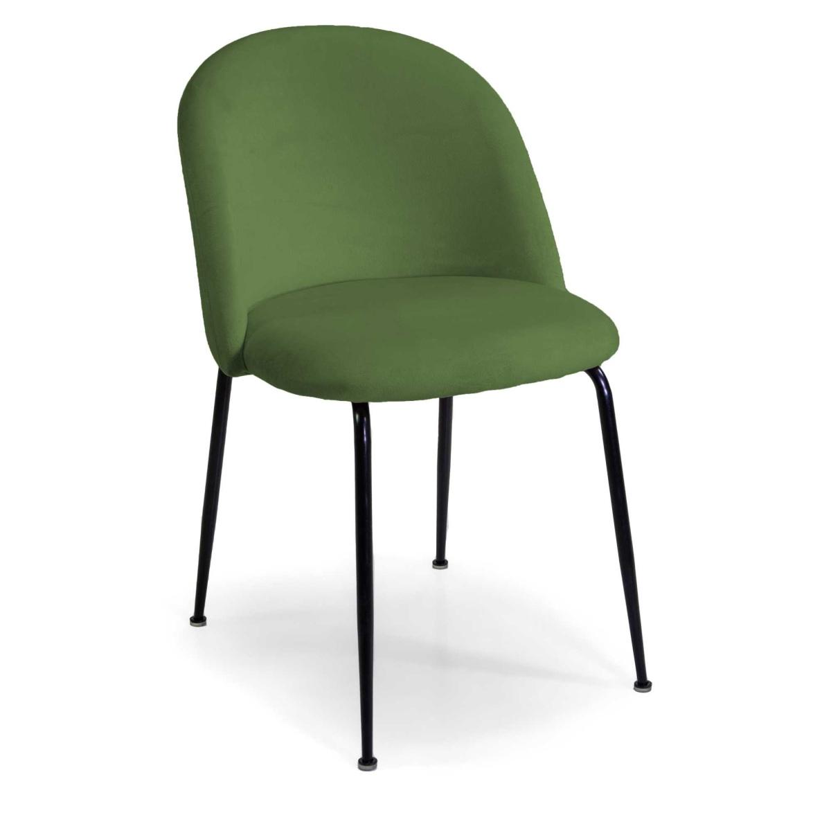 Sedia velluto sammi verde struttura metallo nero 50 x 77,5 x 57 cm