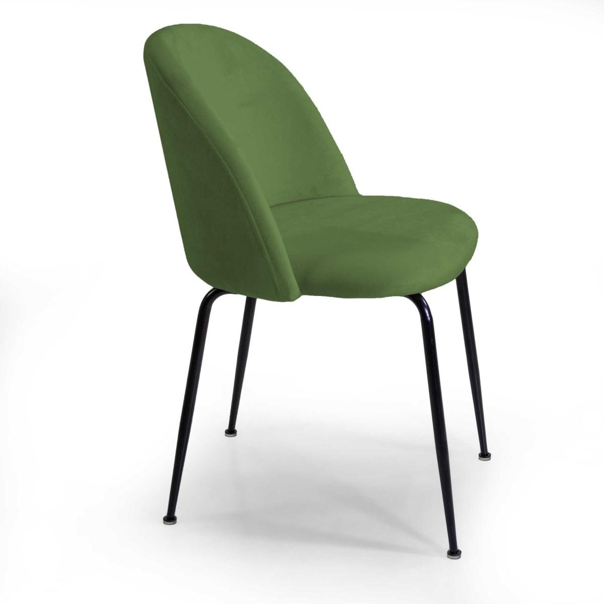 Sedia velluto sammi verde struttura metallo nero 50 x 77,5 x 57 cm