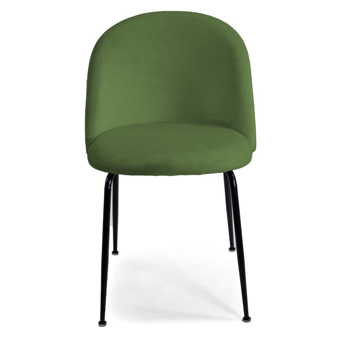 Sedia velluto sammi verde struttura metallo nero 50 x 77,5 x 57 cm