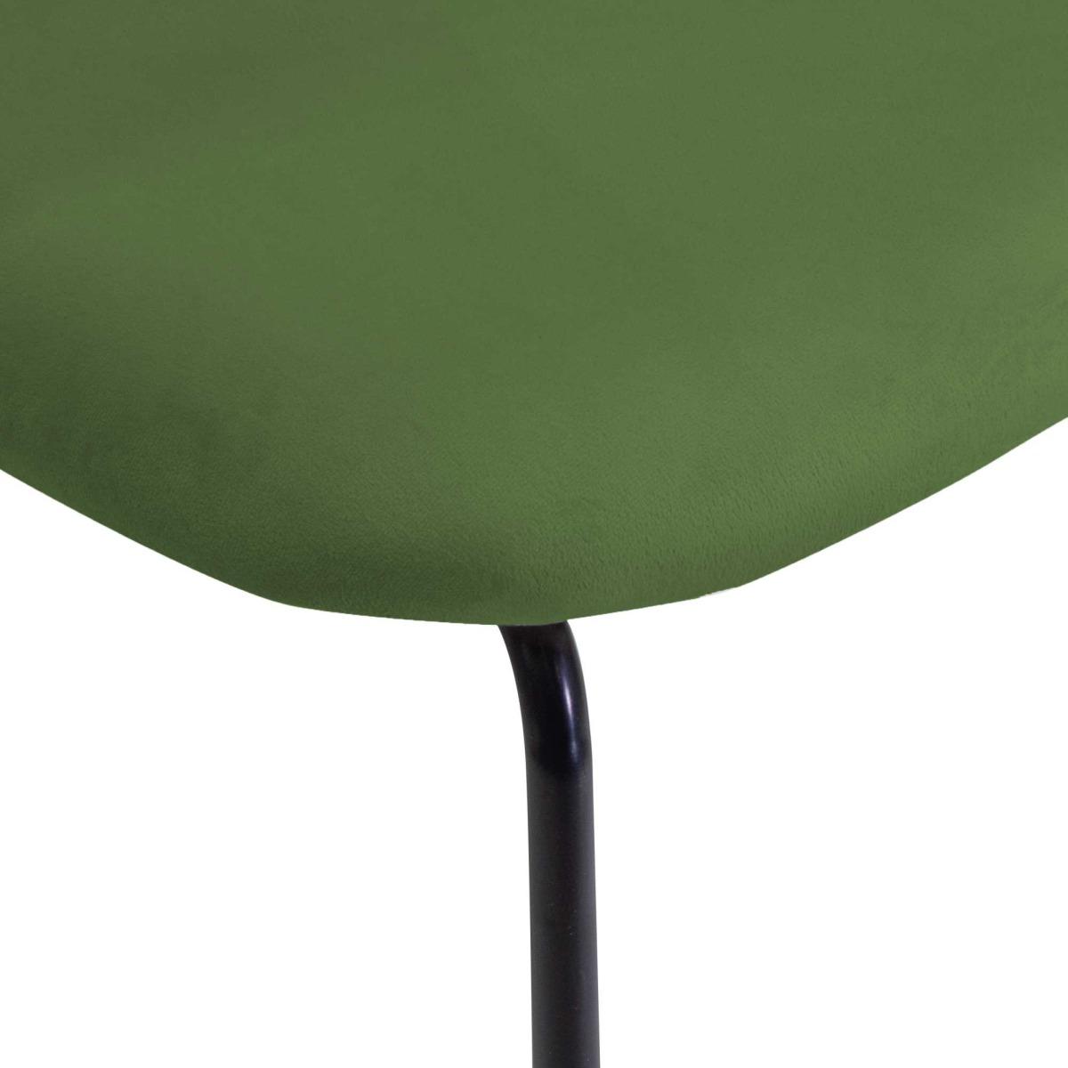 Sedia velluto sammi verde struttura metallo nero 50 x 77,5 x 57 cm