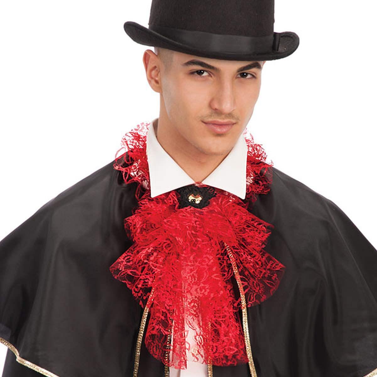 Jabot in pizzo rosso applicazioni