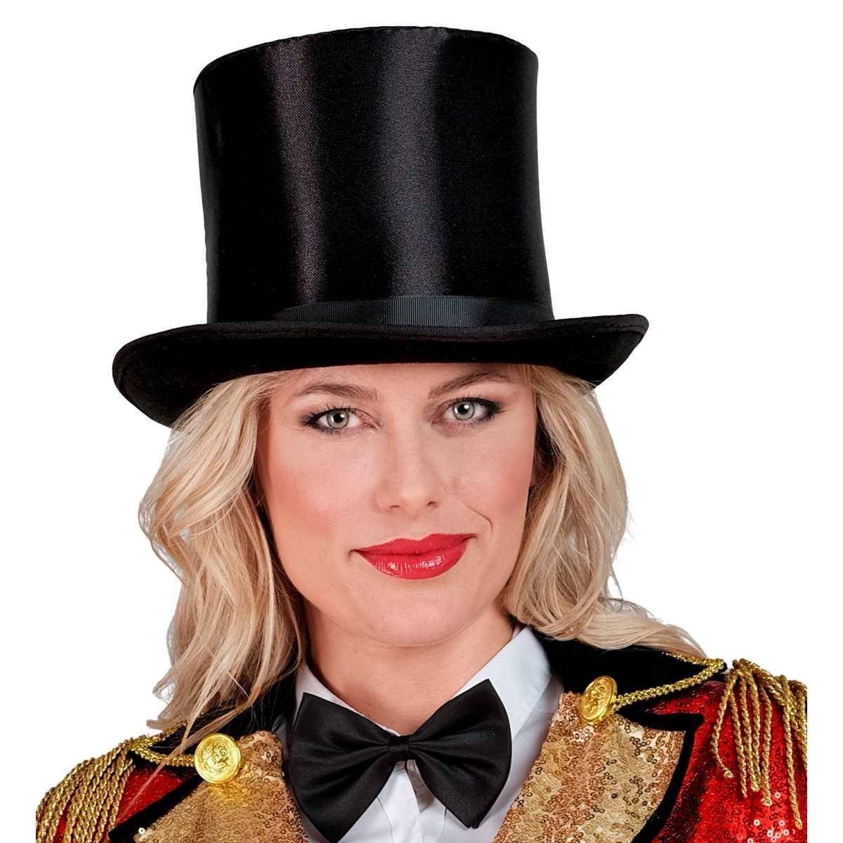 Cappello cilindro nero raso