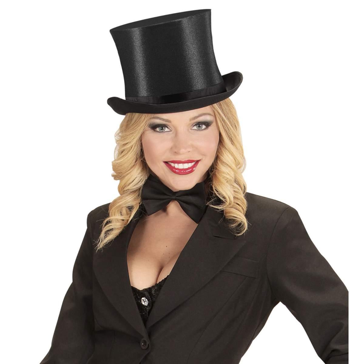Cappello cilindro nero raso