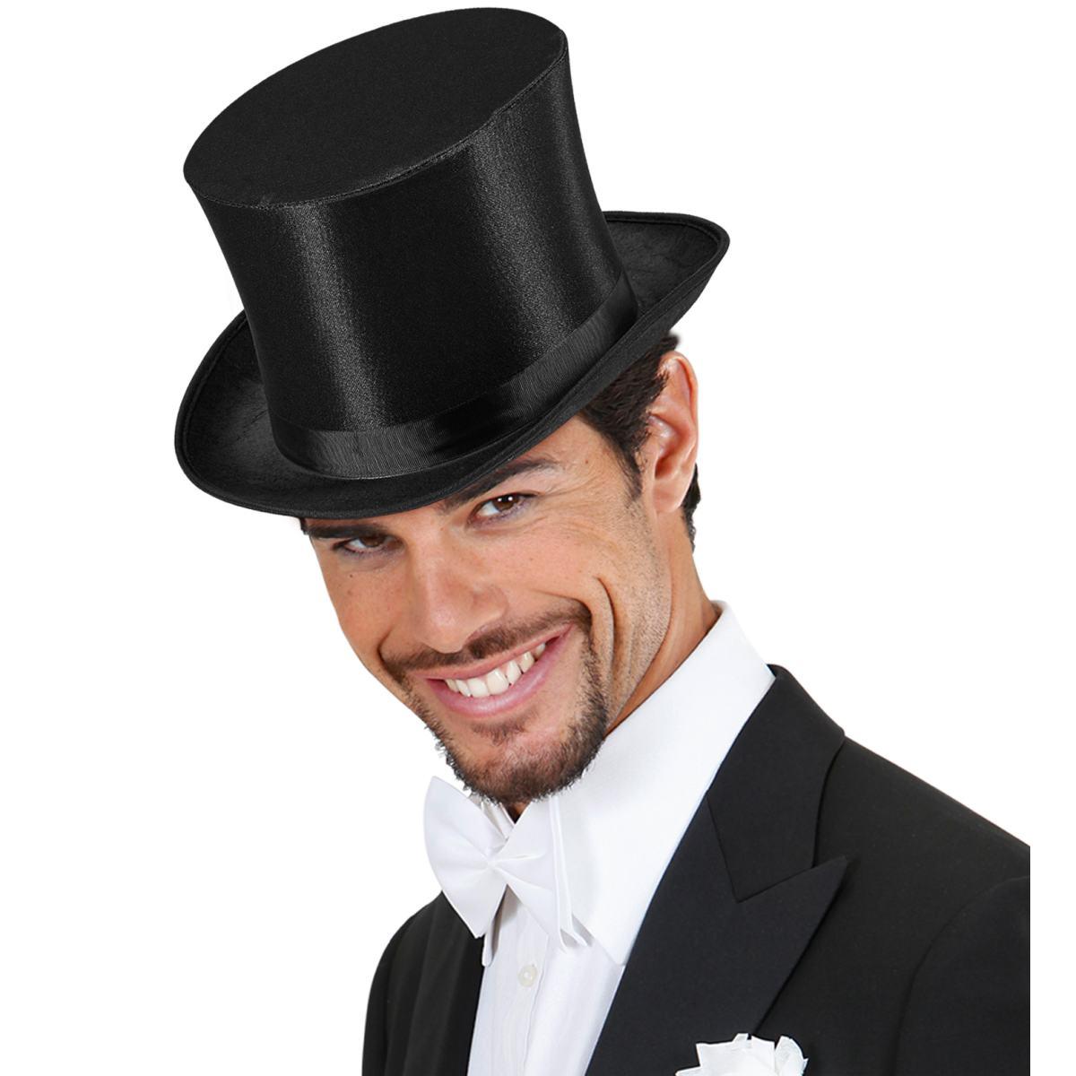 Cappello cilindro nero raso